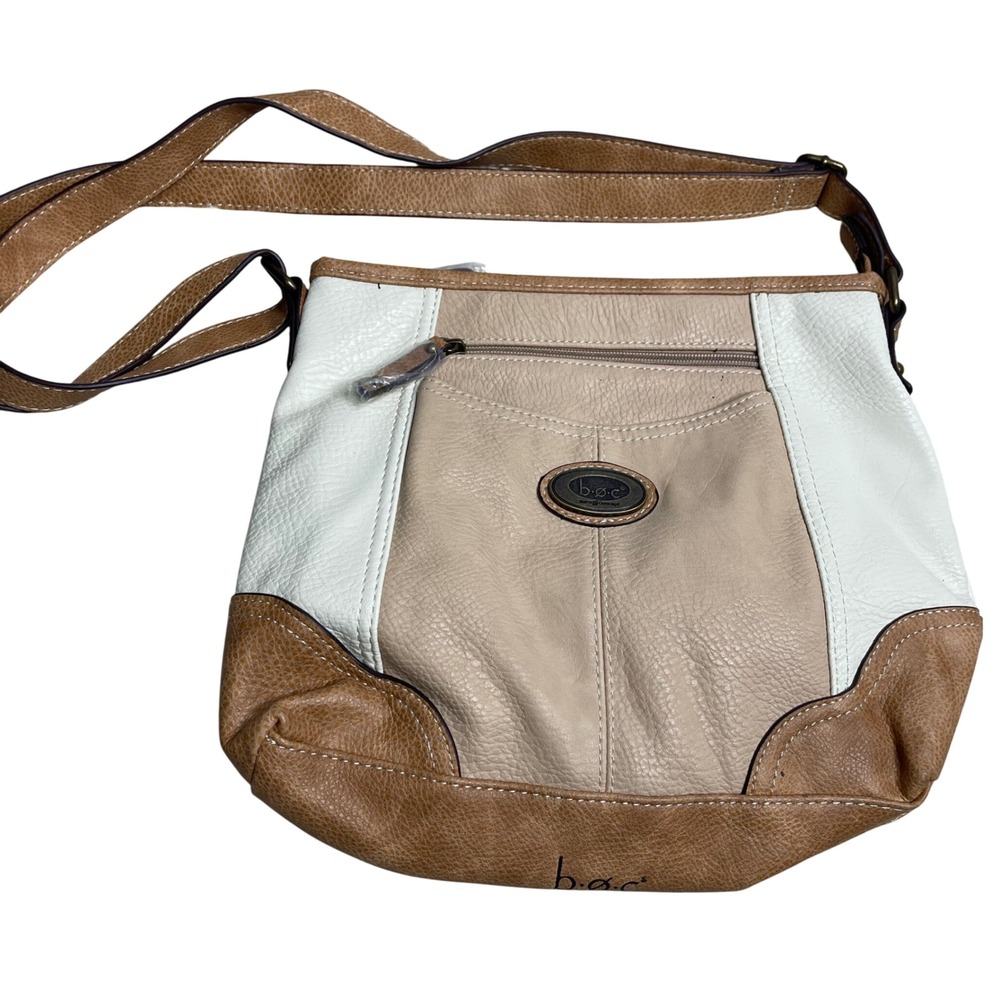 BOC Born Concept Charging Crossbody Bag Purse Tan Cream Power Bank Colorblock